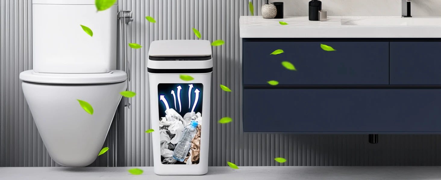 2 Pack 12L Bathroom Automatic Trash Cans