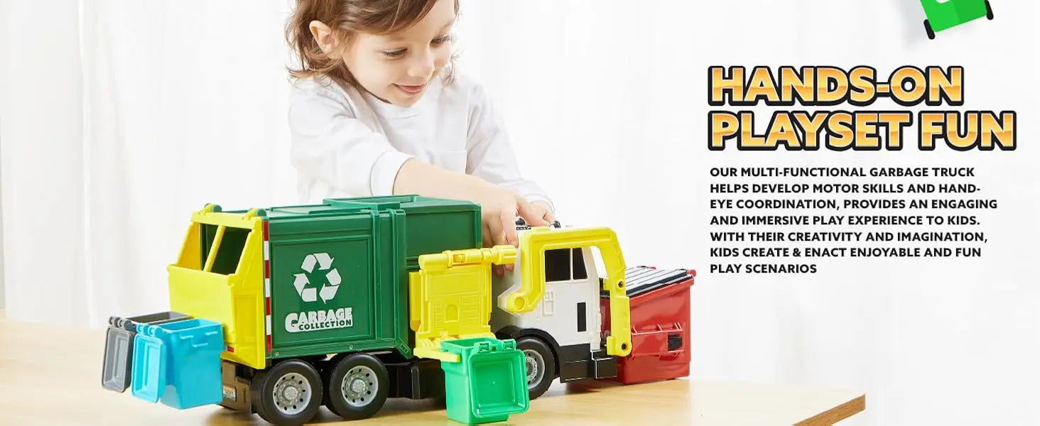 Friction Powered Garbage Truck Toy Set