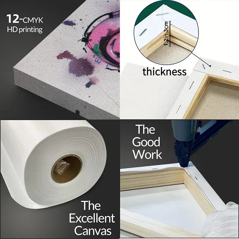 Abstract Birds and Blooming Tree Watercolor