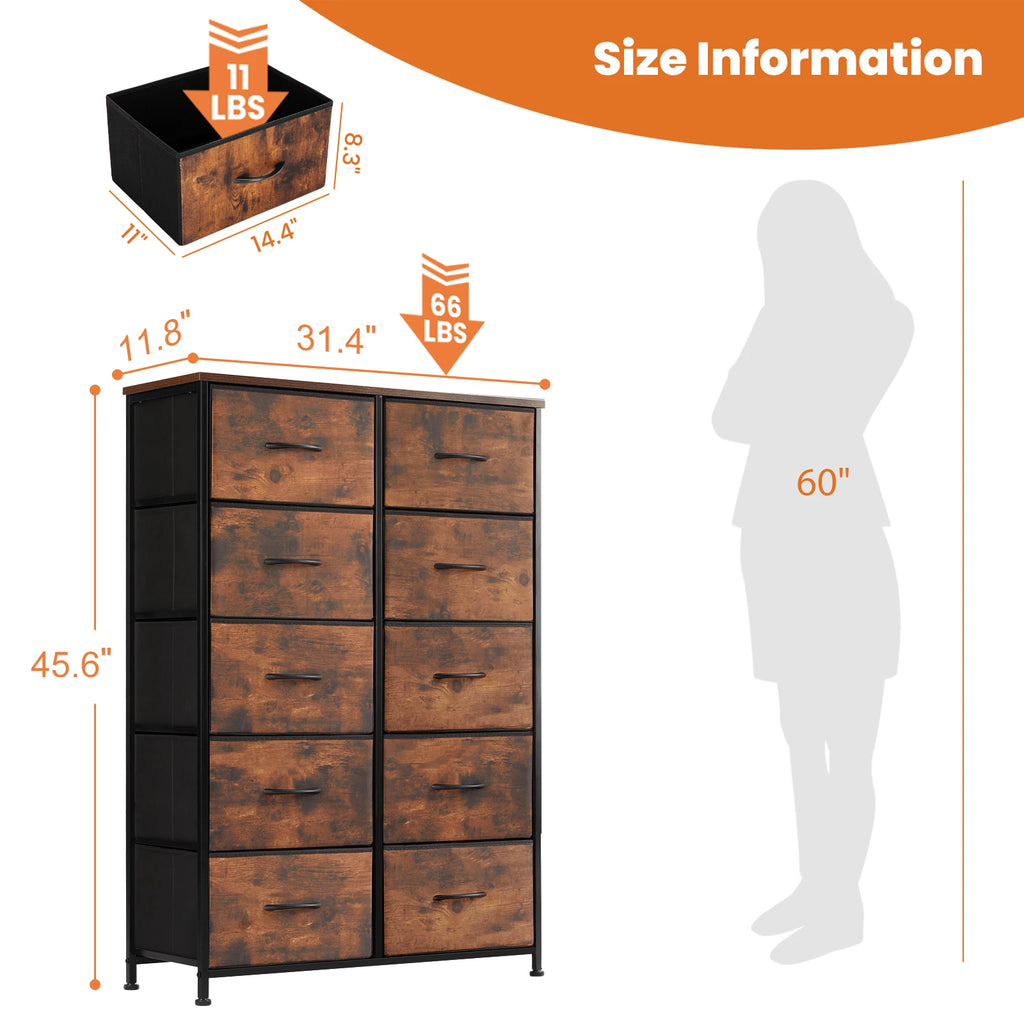 Dresser With 10 Fabric Drawers