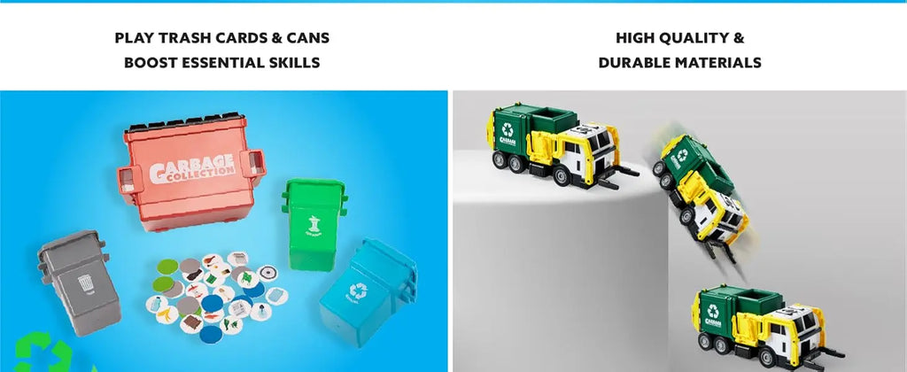 Friction Powered Garbage Truck Toy Set