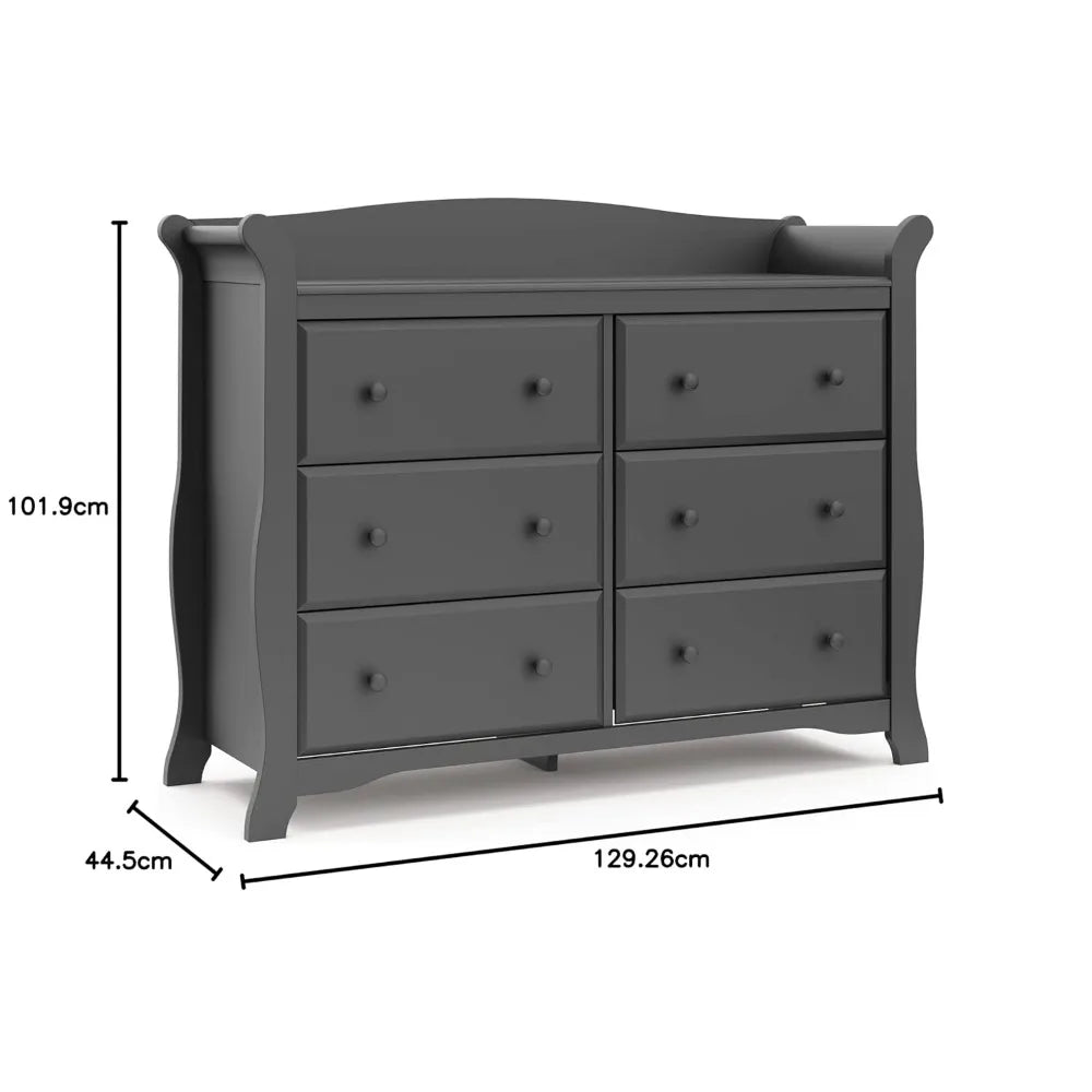 "gray 6-drawer double dresser