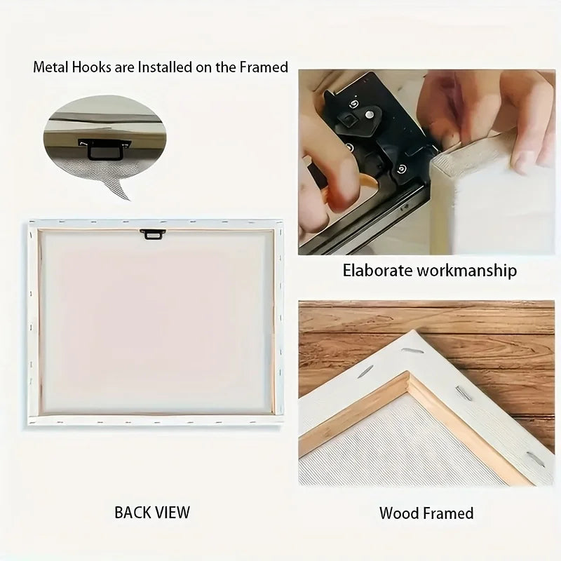 Wooden Framed Bathroom Rules Canvas Wall Art