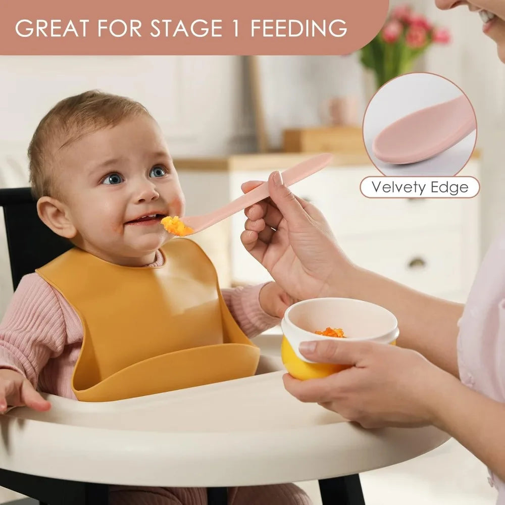6-Piece Silicone Baby Feeding Spoons,
