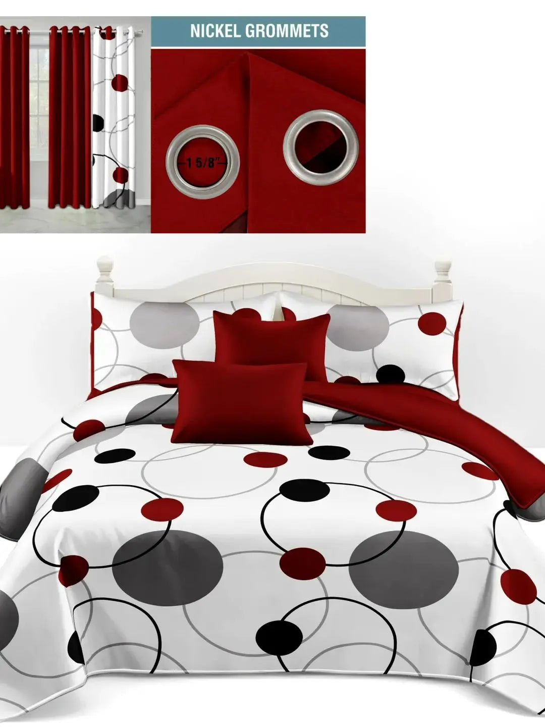 All-in-One 9-Piece Super Soft Bedspread & Curtain Set