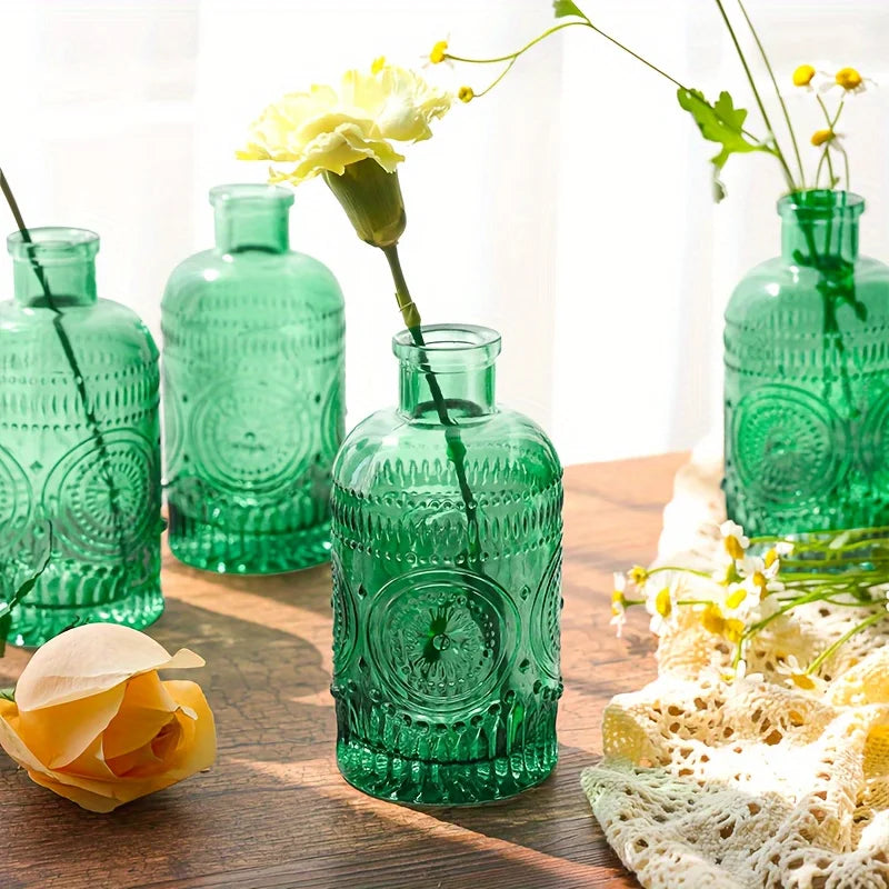 12 Pack Clear Glass Bud Vases, Small Vases For Flowers, Vintage Glass Bottles