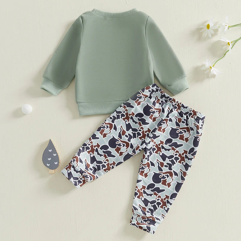 Toddler Winter 2PCS Clothing Sets Warm Fleece Hoodie Bear Print Pullover Elastic Waist Pants Outfit
