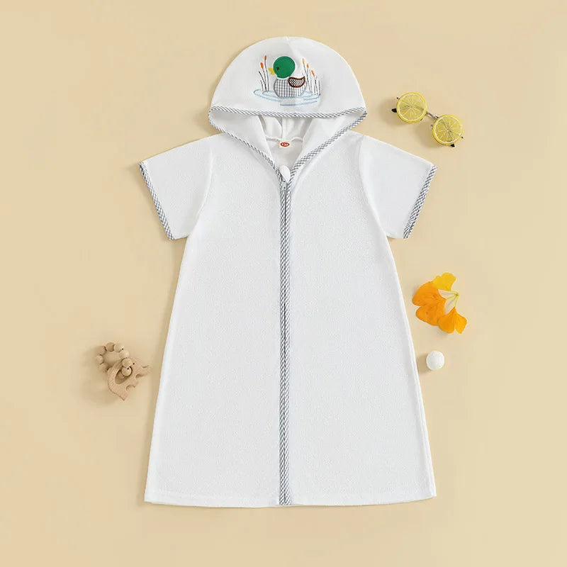 Children s Beach Towel with Hood Embroidered Swim Cover-up for Toddlers Boys and Girls Bathrobe for Pool and Beach