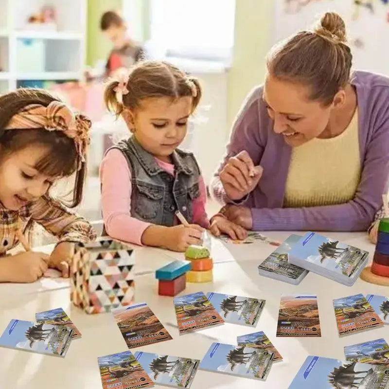 Dinosaurs Flash Learning Cards 55PCS  Collectible Cards Flash Card Educational Learning Toys For Kids