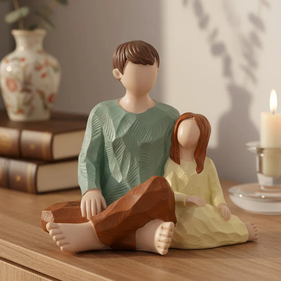 Family Figurine Father & Daughter Sculpture