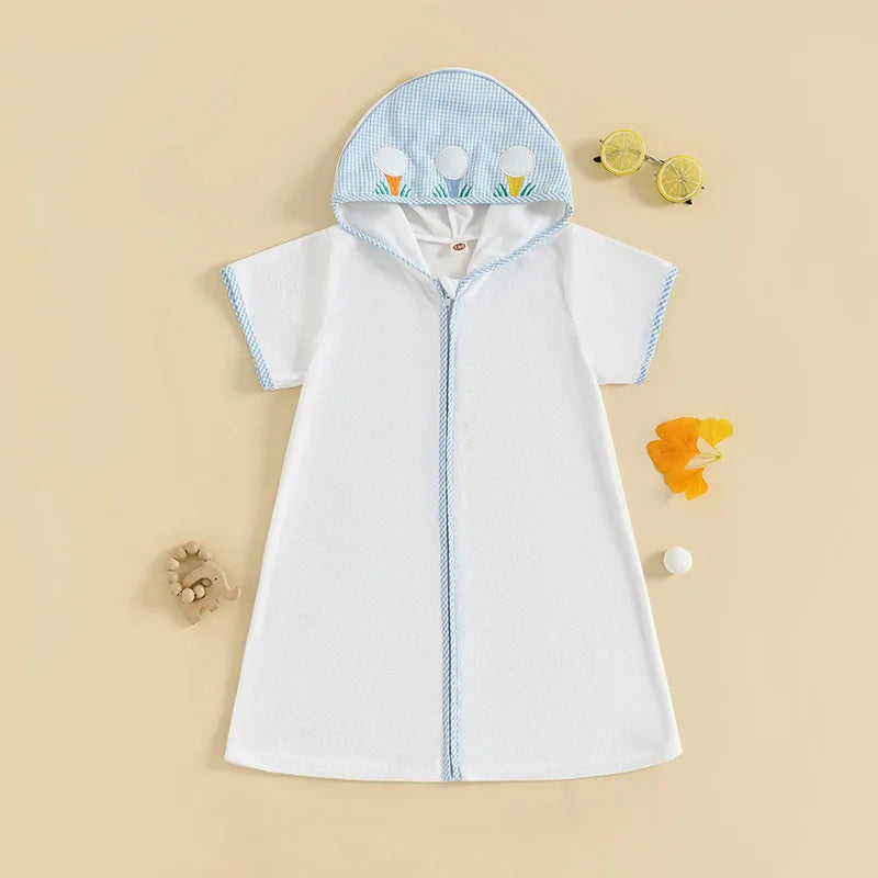 Children s Beach Towel with Hood Embroidered Swim Cover-up for Toddlers Boys and Girls Bathrobe for Pool and Beach