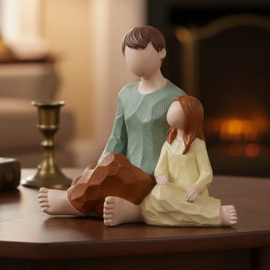 Family Figurine Father & Daughter Sculpture
