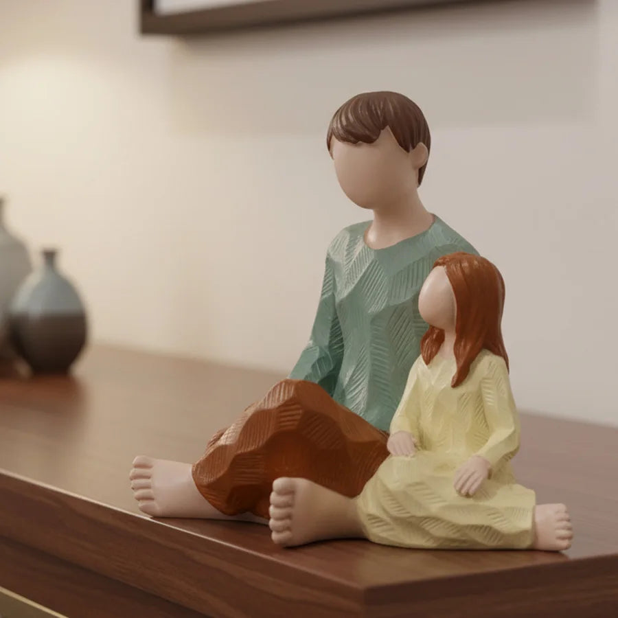 Family Figurine Father & Daughter Sculpture