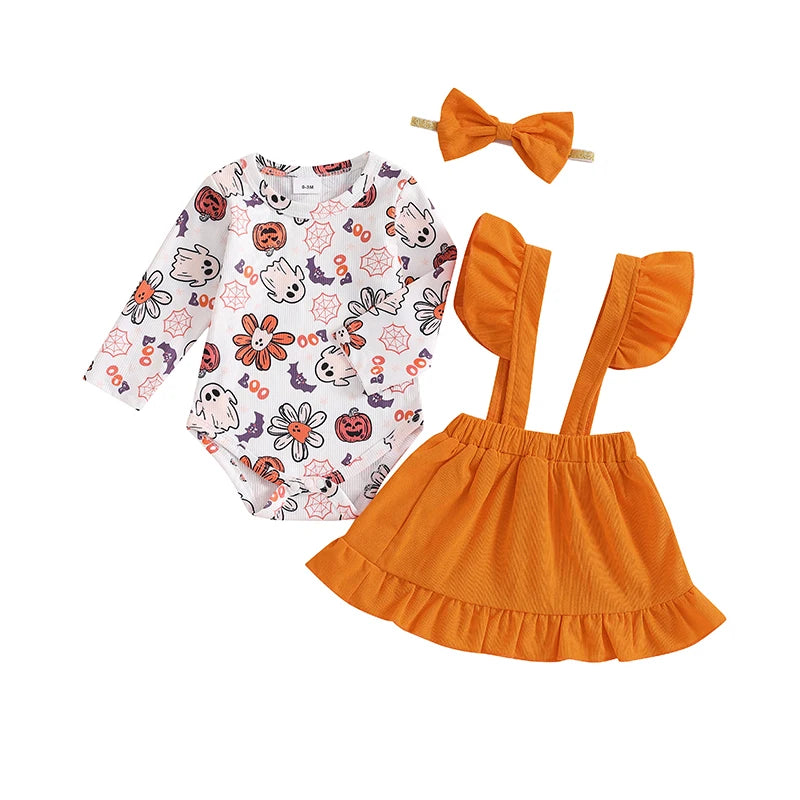 Toddler Boy Halloween Costume Spider Web Print Short Sleeve Romper with Pants and Hat Set for Party Dress Up