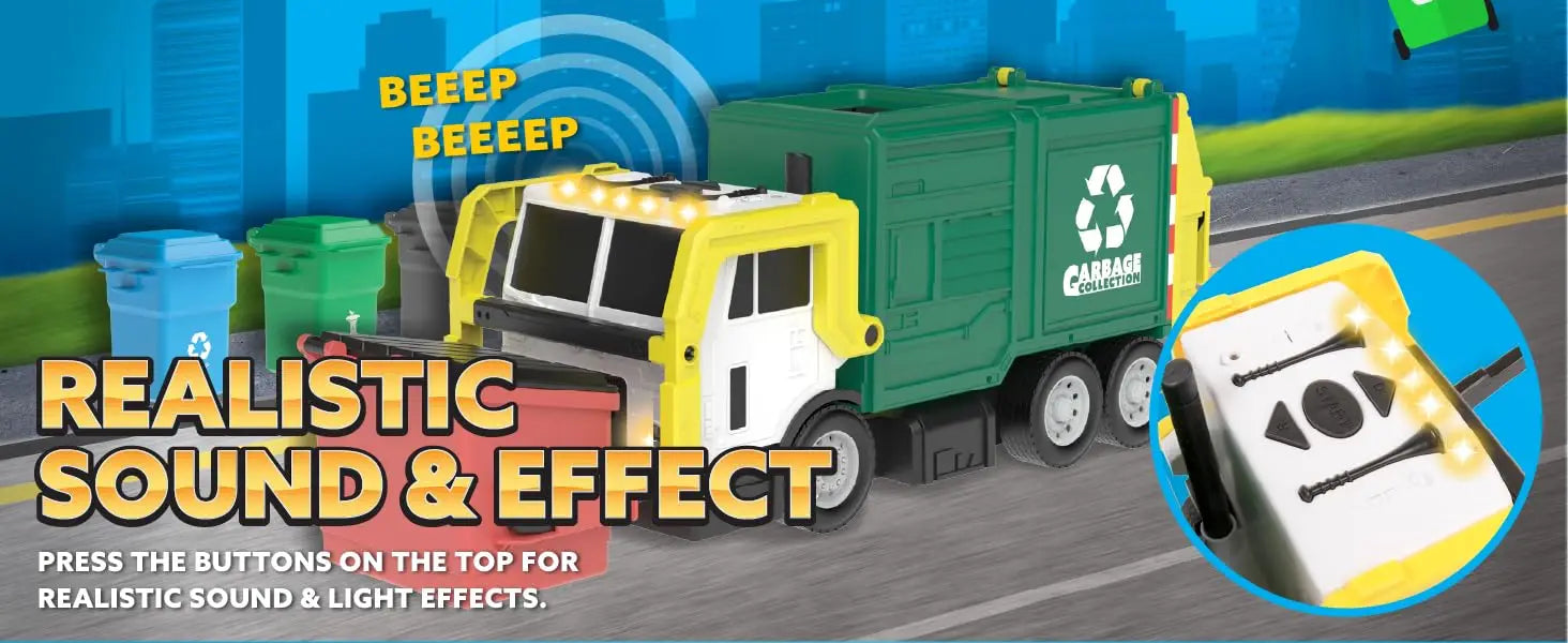 Friction Powered Garbage Truck Toy Set
