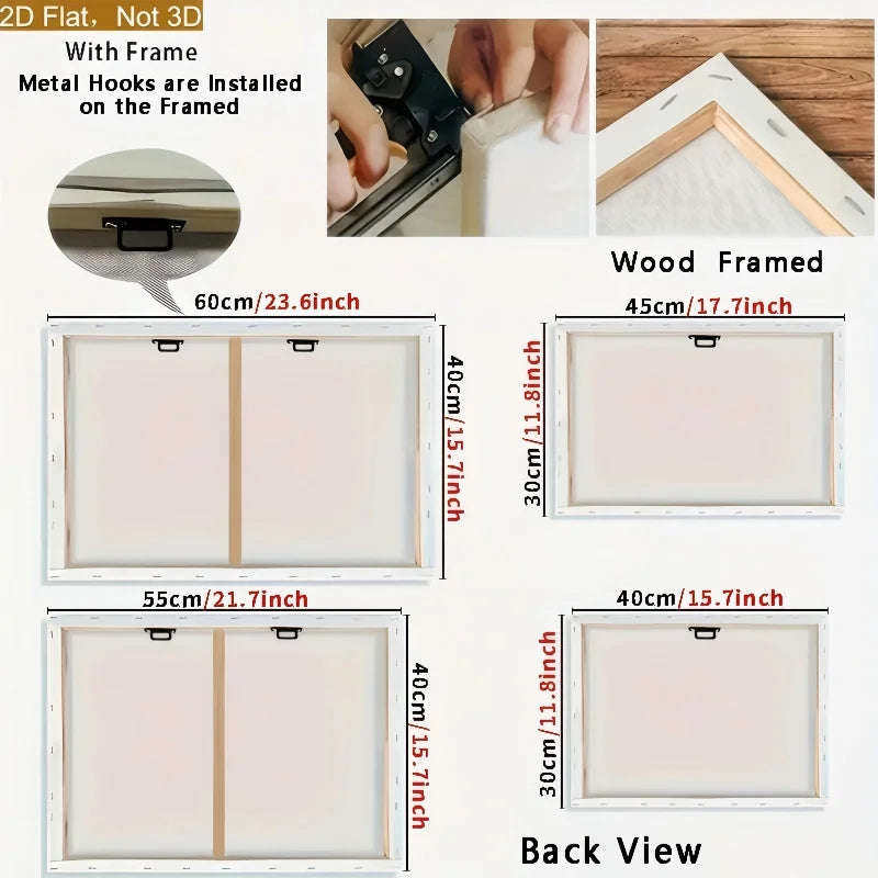 Wooden Framed Bathroom Rules Canvas Wall Art