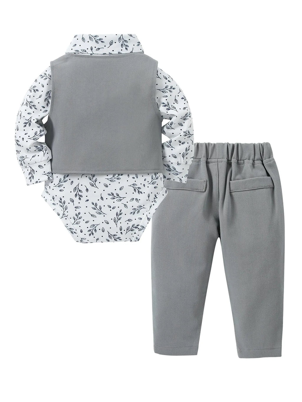 Baby Boy Clothes Suits 5PC Infant Gentleman Outfit Dress Shirt+Bowtie+Vest+Corsage+Pants  Toddler Boy Wedding Party Outfits