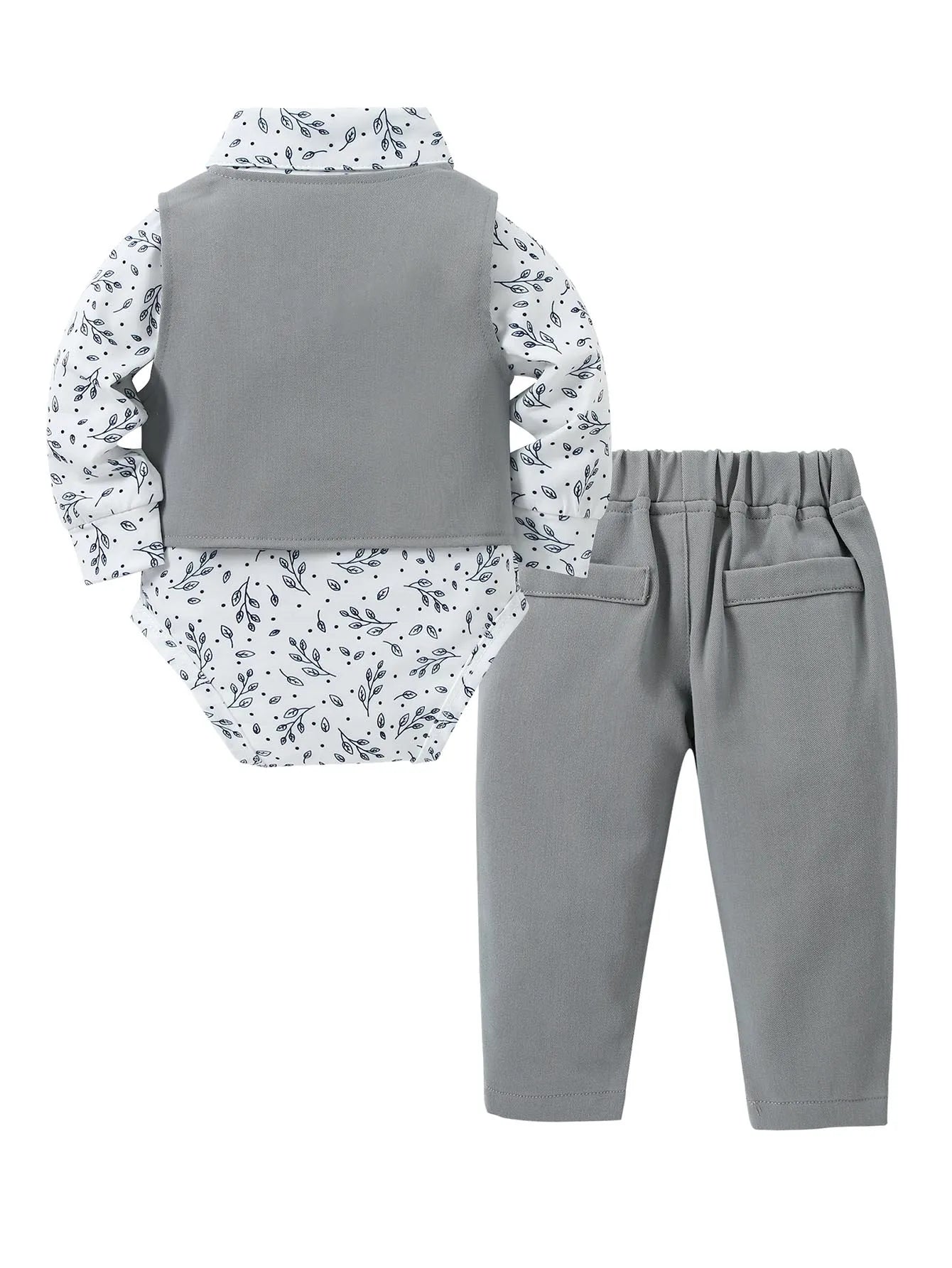 Baby Boy Clothes Suits 5PC Infant Gentleman Outfit Dress Shirt+Bowtie+Vest+Corsage+Pants  Toddler Boy Wedding Party Outfits