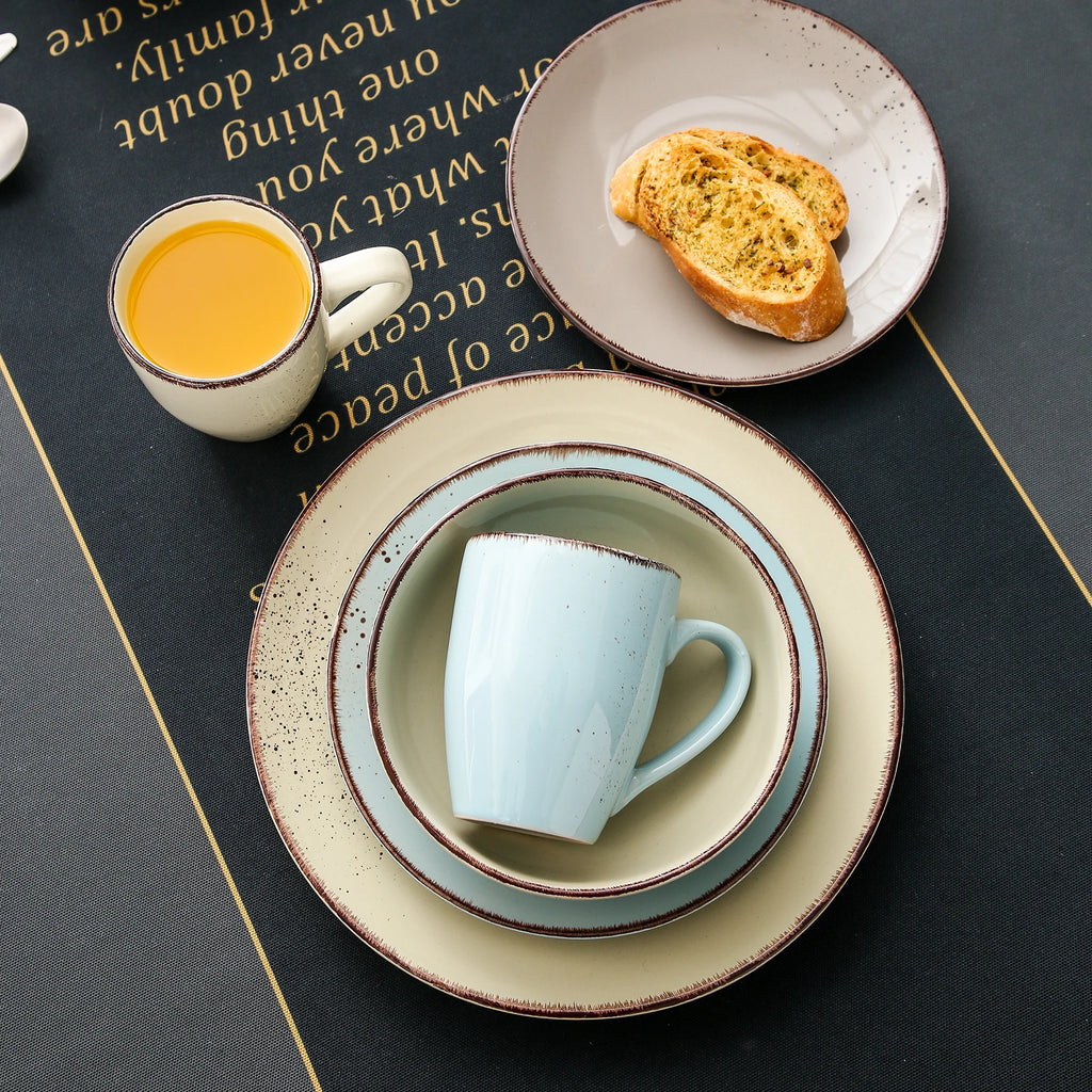 Vancasso Navia-LH 16/32/48-Piece Stoneware Ceramic Dinnerware Set with Dinner Plate,Dessert Plate,800ml Bowl, Mug Tableware Set